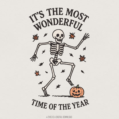 It's The Most Wonderful Time Of The Year PNG, Dancing Skeleton - 300 DPI