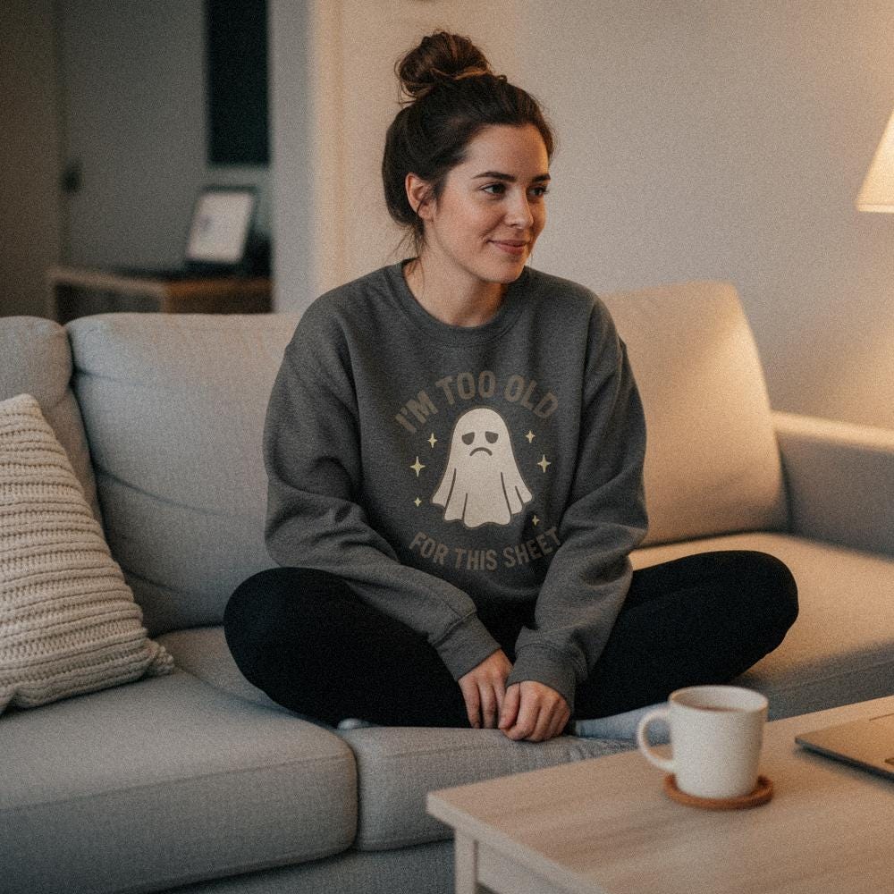 I'm Too Old For This Sheet PNG, Funny Ghost Halloween Shirt - 300 DPI