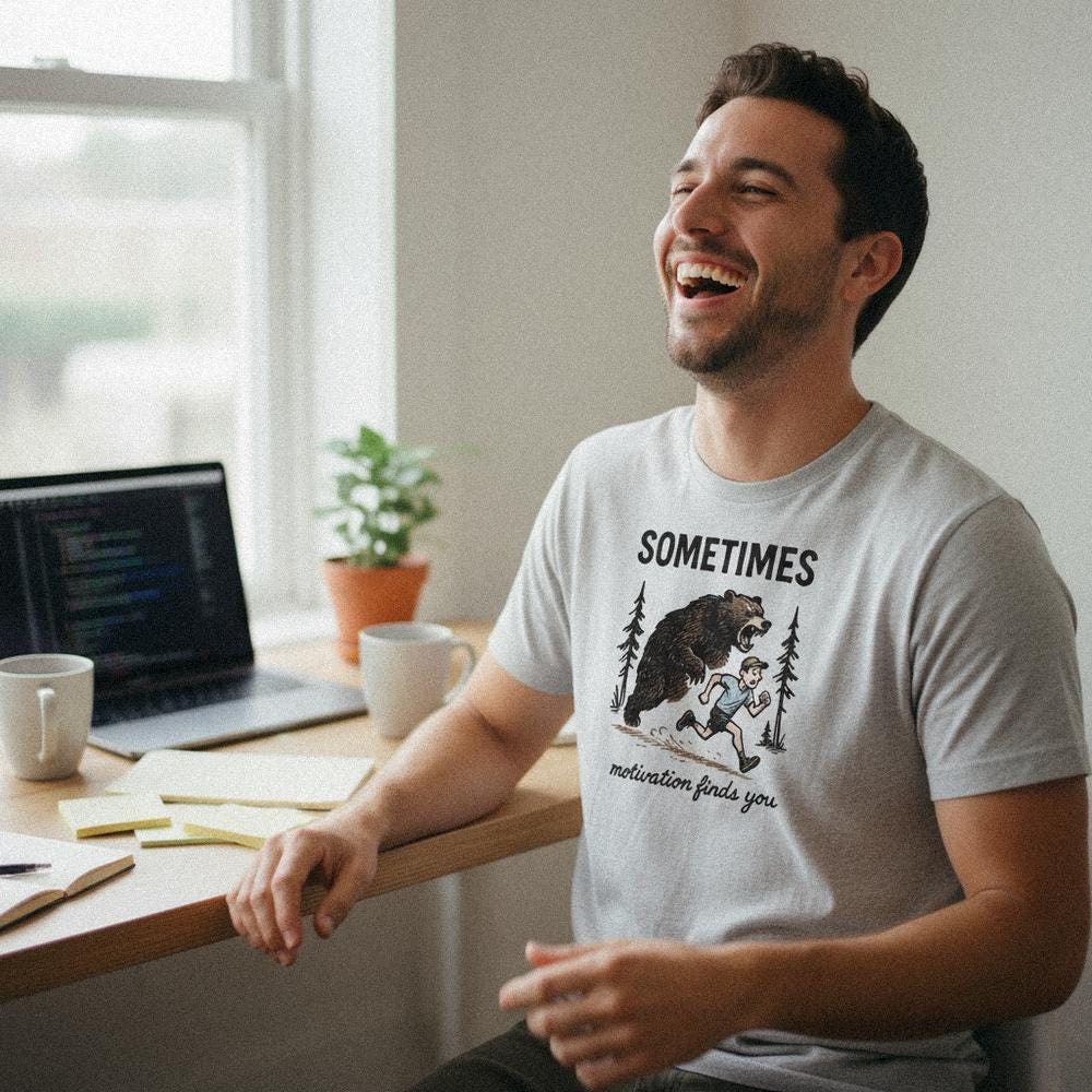 Sometimes Motivation Finds You PNG, Bear Running Digital Download - 300