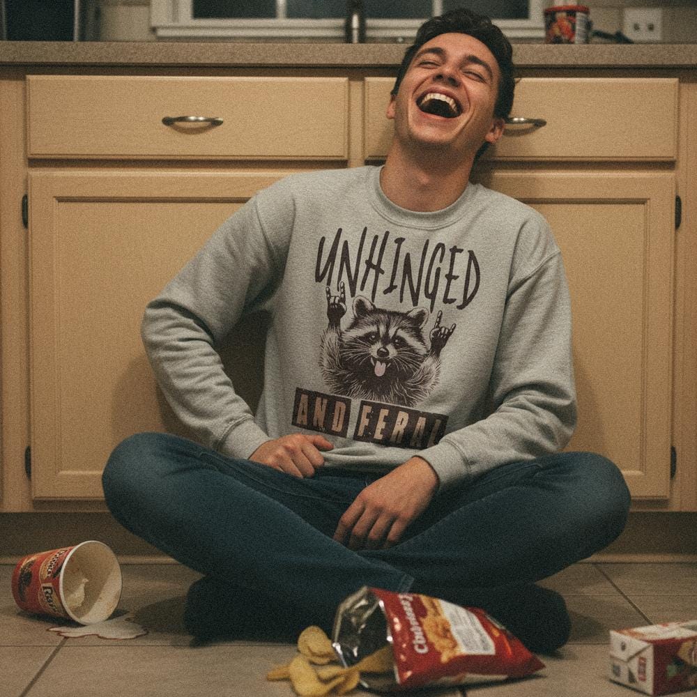 Unhinged And Feral PNG, Funny Raccoon Shirt - 300 DPI Design for T-Shirt