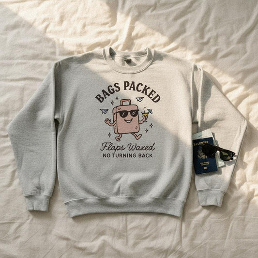 Bags Packed Flaps Waxed No Turning Back PNG, Travel Lover Gift - 300 DPI