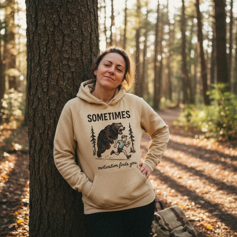 Sometimes Motivation Finds You PNG, Bear Running Digital Download - 300
