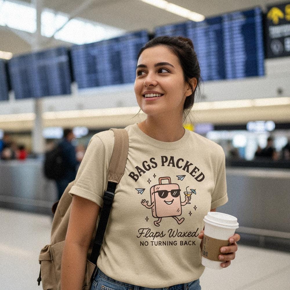 Bags Packed Flaps Waxed No Turning Back PNG, Travel Lover Gift - 300 DPI