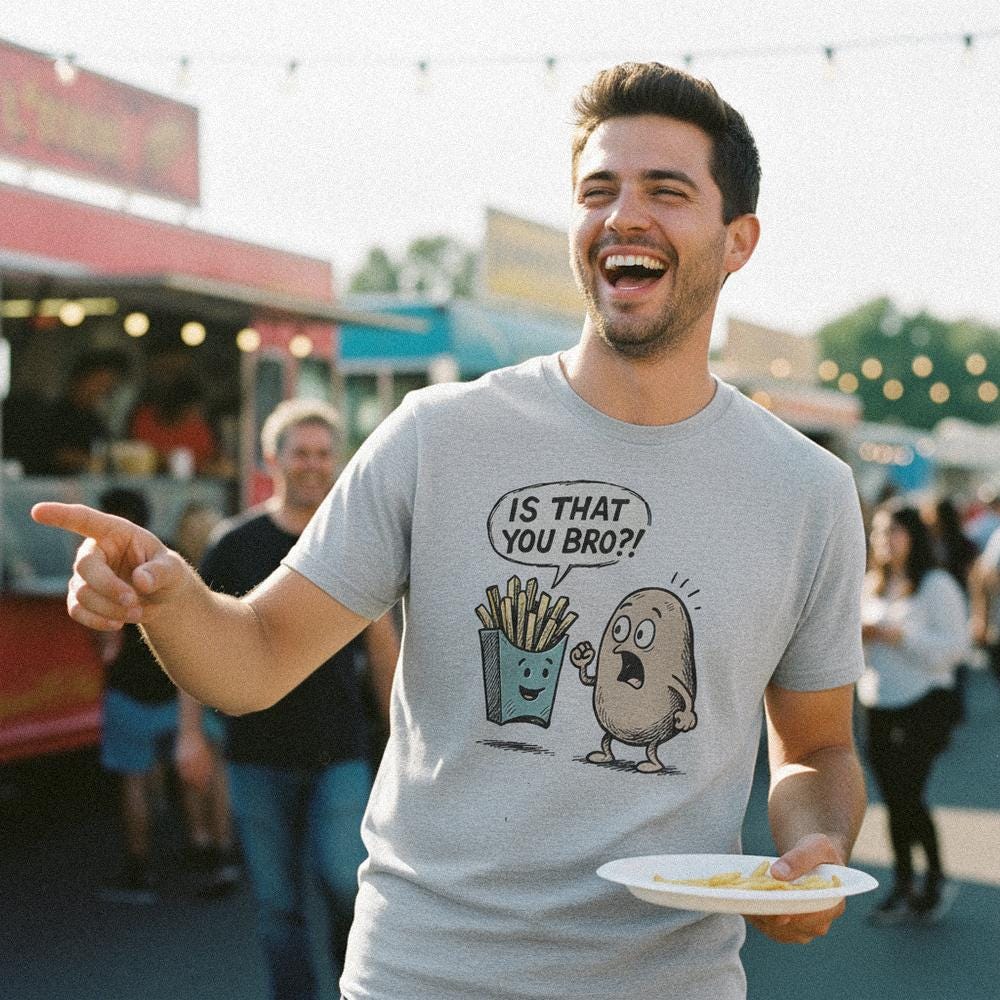 Is That You Bro?! PNG Funny Potato and Fries Digital Download, Cute Food