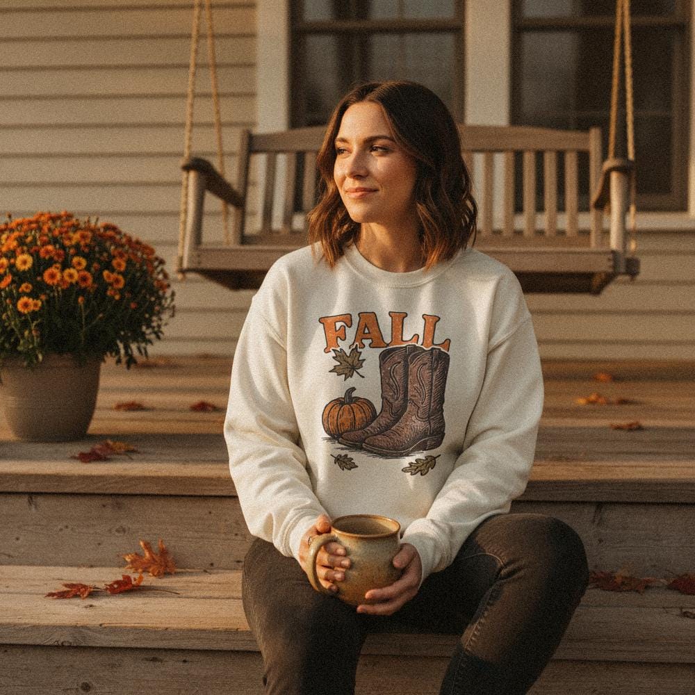 Fall PNG, Western Boots Autumn Design - 300 DPI Design for T-Shirt