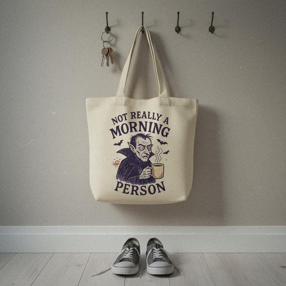 Not Really a Morning Person PNG, Vampire Drinking Coffee - 300 DPI Design