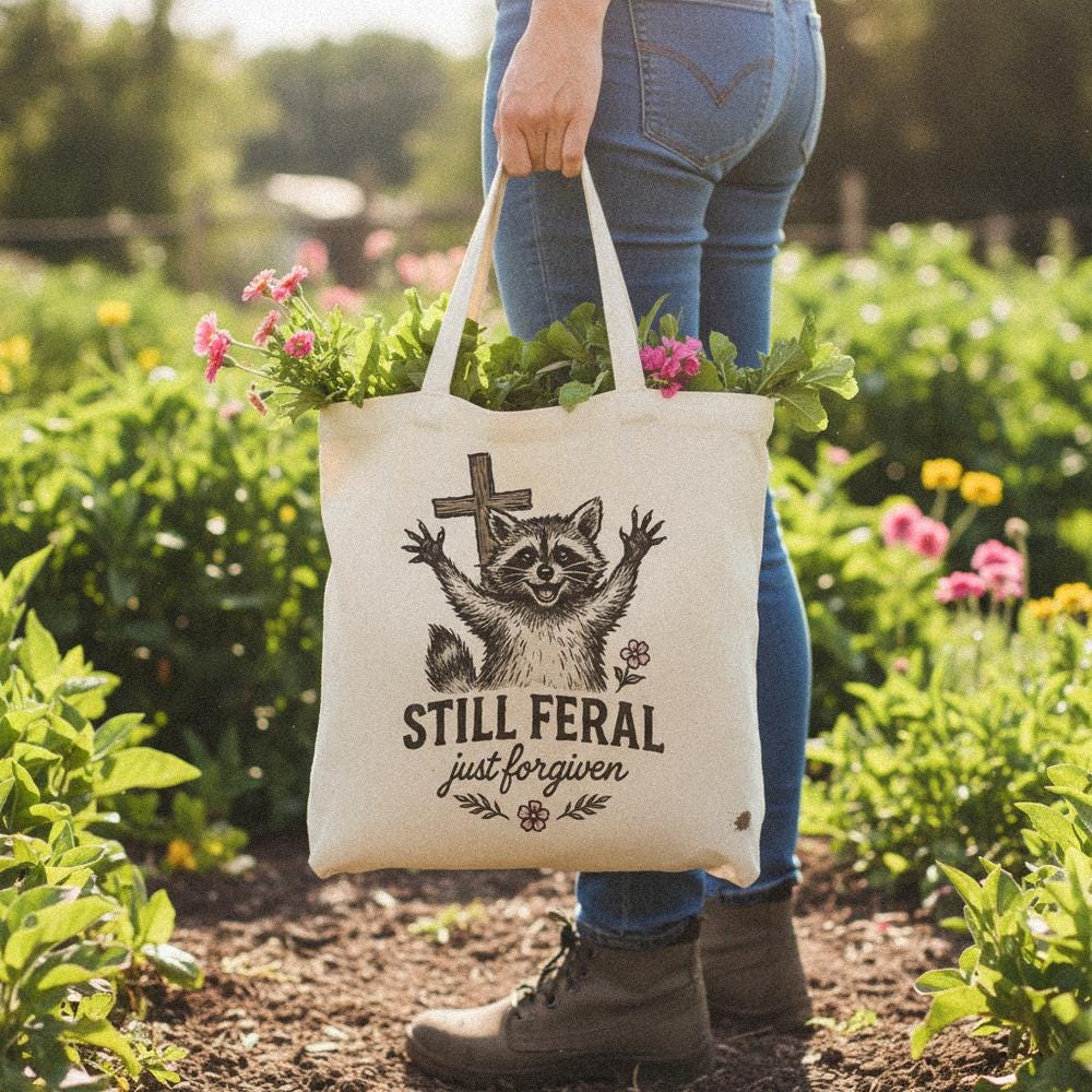 Still Feral Just Forgiven PNG, Cute Raccoon Digital Download - 300 DPI