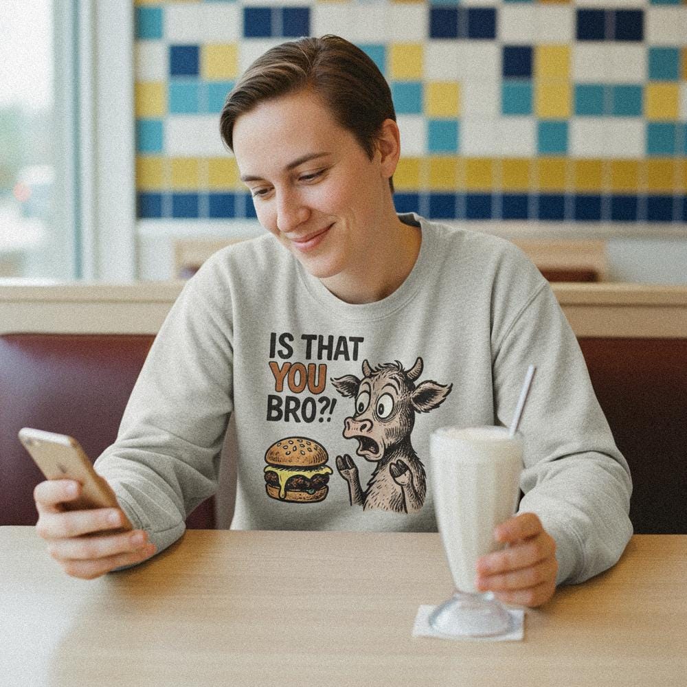 Is That You Bro?! PNG, Funny Burger Cow Art - 300 DPI Design for T-Shirt