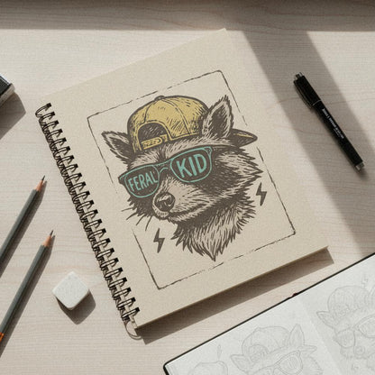 Feral Kid PNG, Cool Raccoon Graphic - 300 DPI Design for T-Shirt