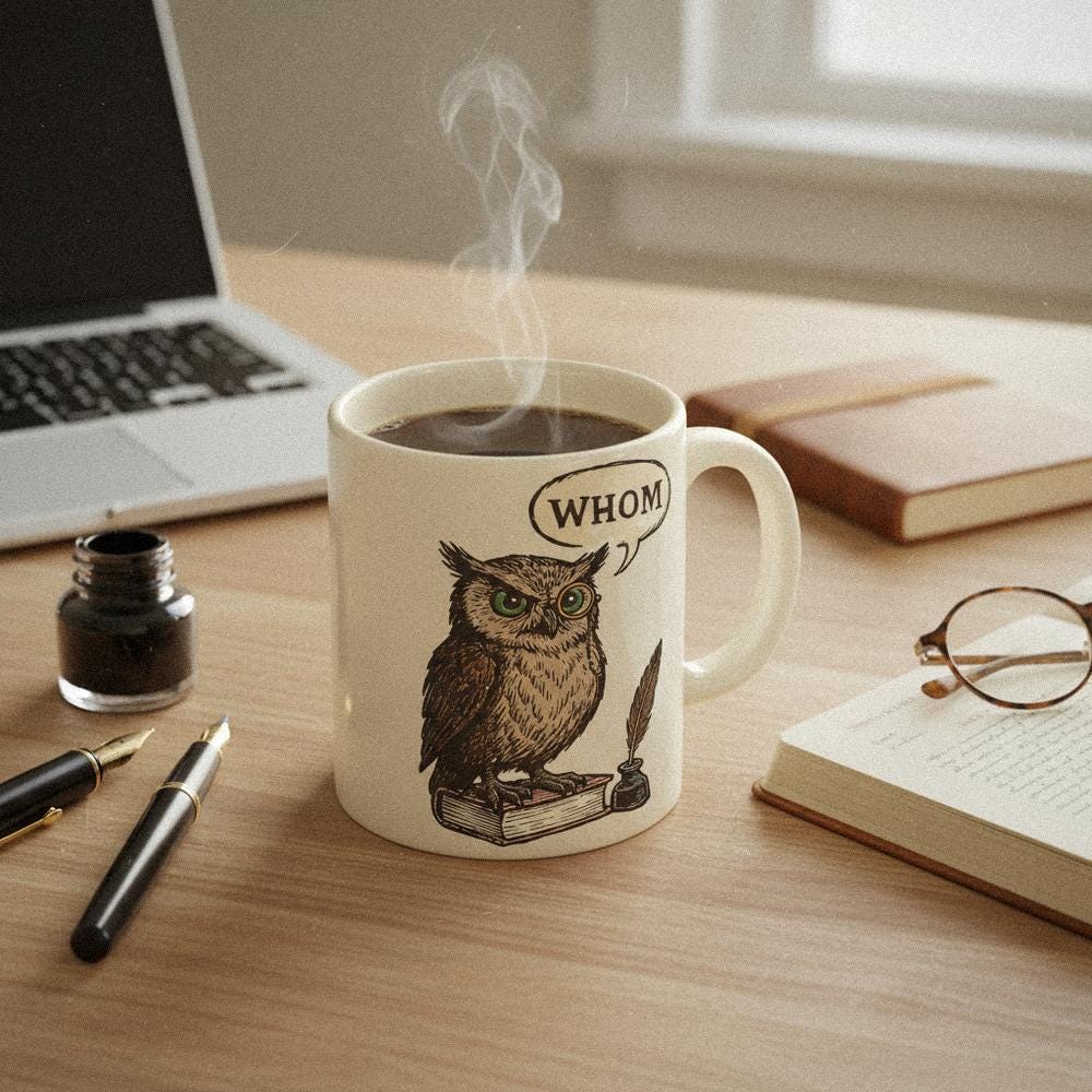 Whom Owl PNG, Funny Grammar Shirt - 300 DPI Design for T-Shirt