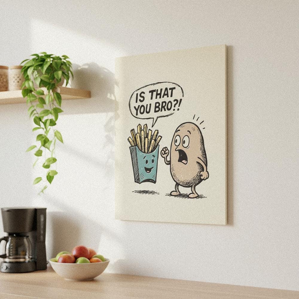 Is That You Bro?! PNG Funny Potato and Fries Digital Download, Cute Food