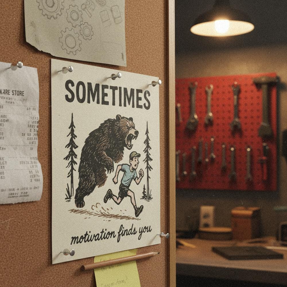 Sometimes Motivation Finds You PNG, Bear Running Digital Download - 300