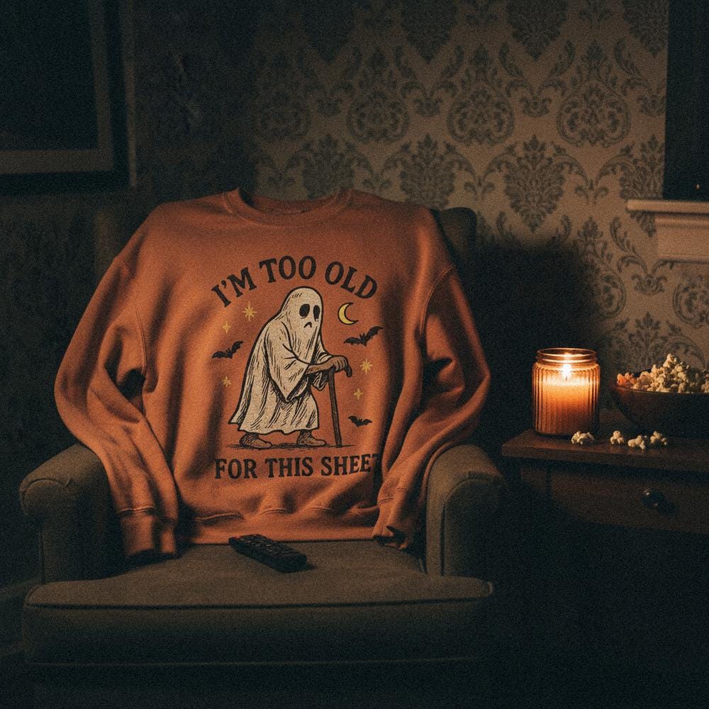 I'm Too Old For This Sheet PNG Funny Ghost Design, Digital Download - 300