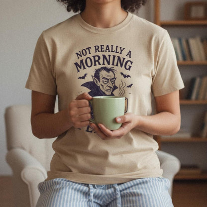 Not Really a Morning Person PNG, Vampire Drinking Coffee - 300 DPI Design