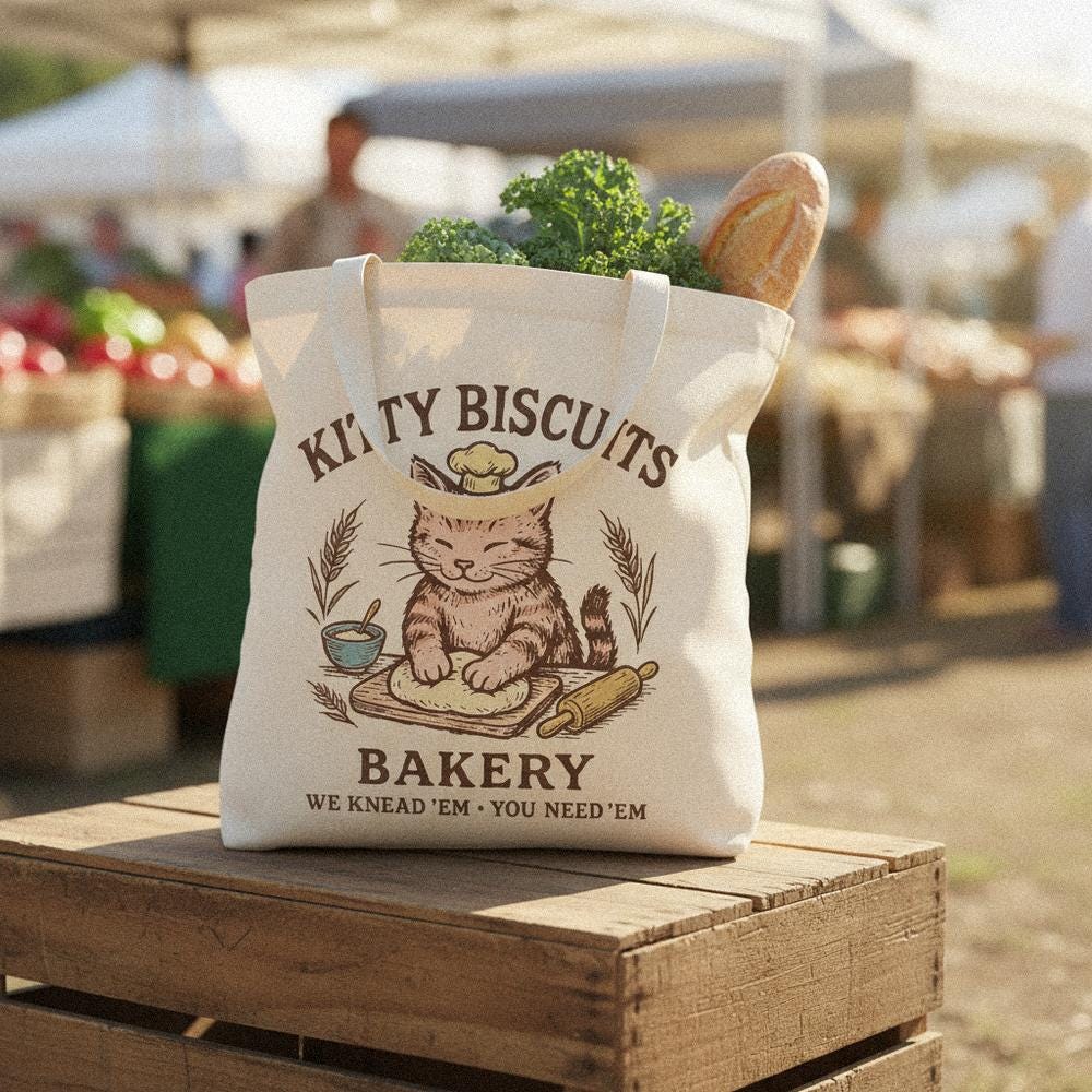 Kitty Biscuits Bakery PNG, Cute Cat Digital Download - 300 DPI Design for