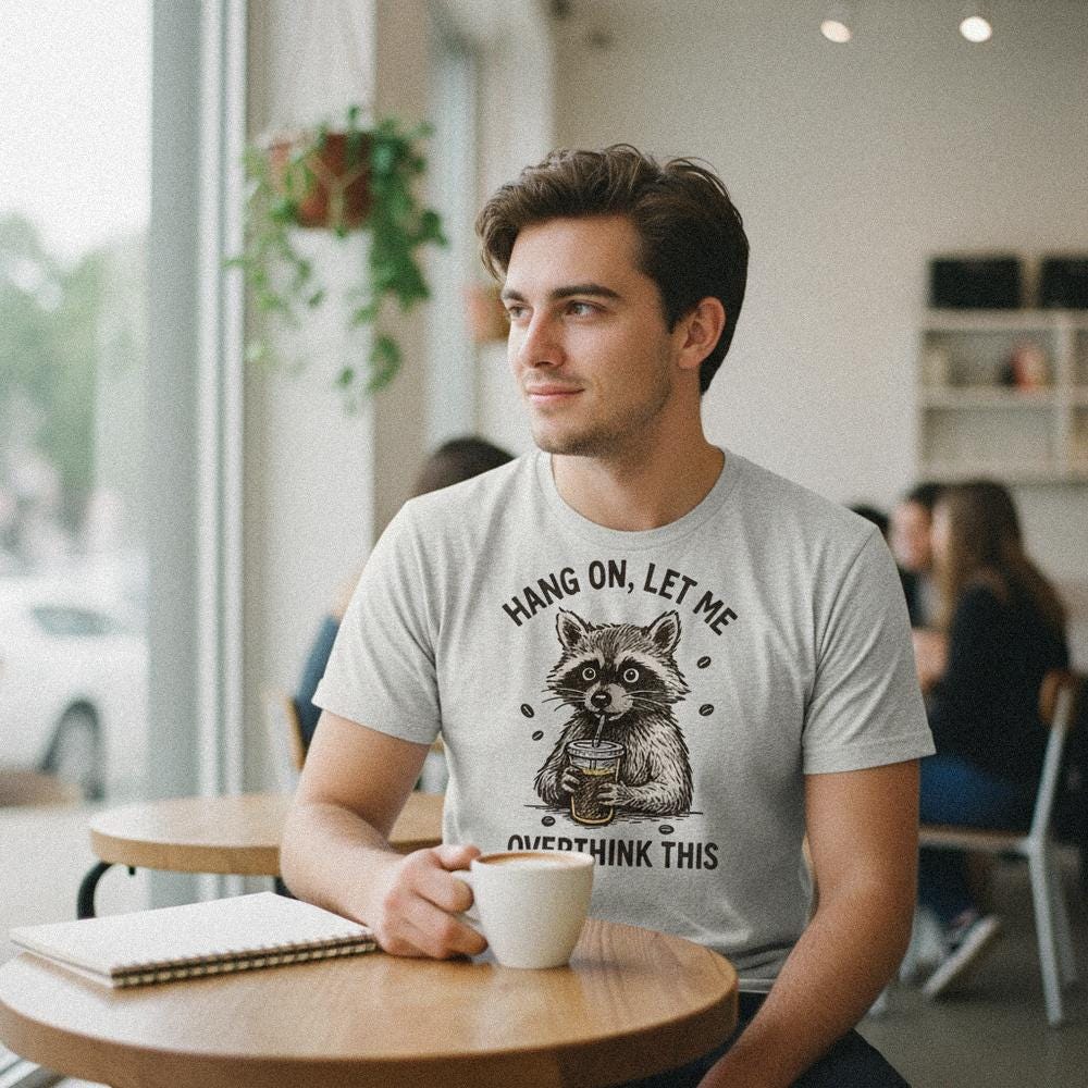 Hang On Let Me Overthink This PNG Raccoon Digital Download, Funny Coffee