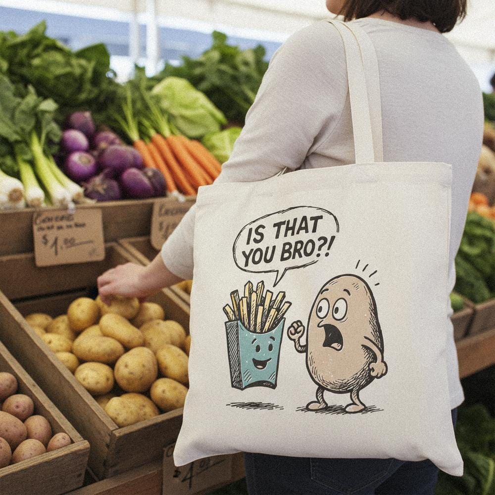 Is That You Bro?! PNG Funny Potato and Fries Digital Download, Cute Food