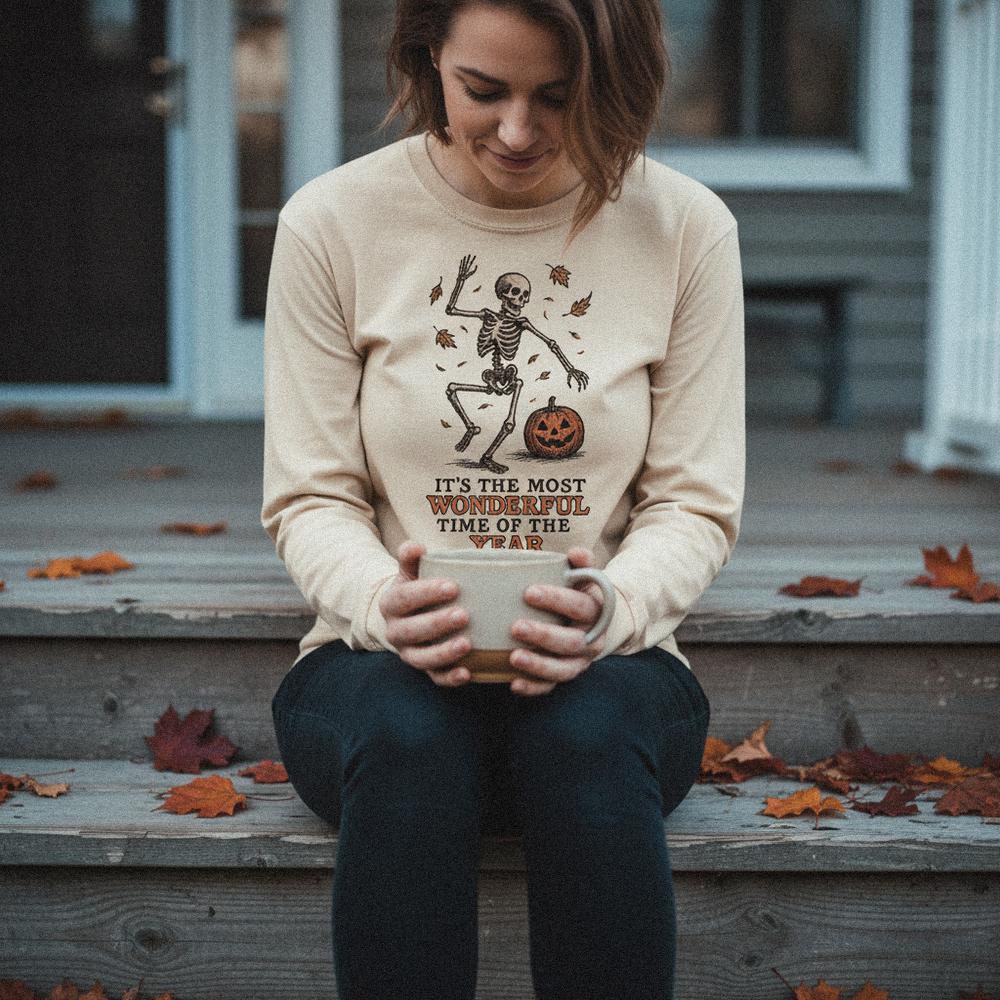 It’s The Most Wonderful Time Of The Year PNG, Dancing Skeleton Pumpkin