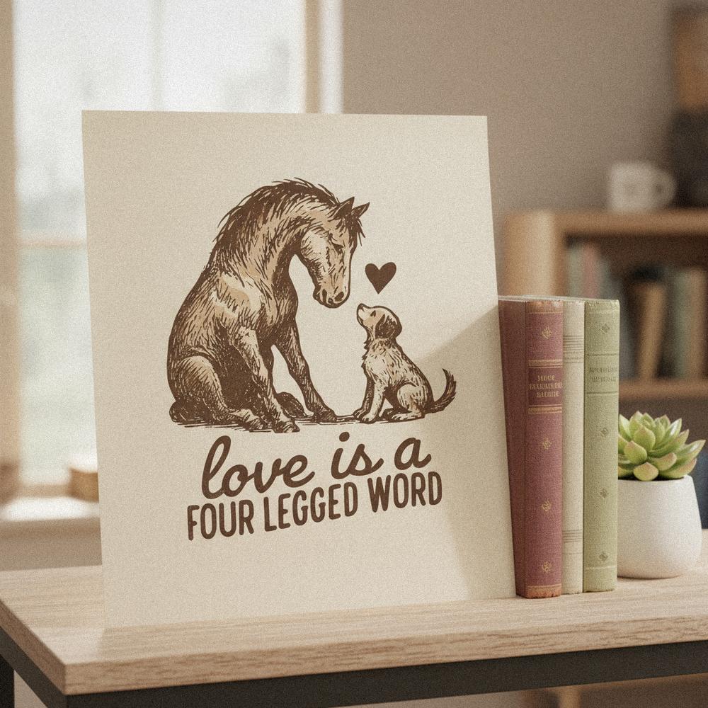 Love Is A Four Legged Word PNG, Dog and Horse Digital Download - 300 DPI