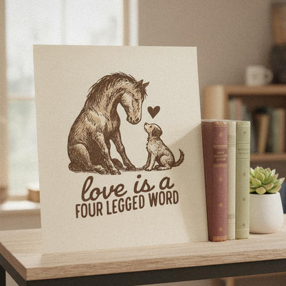Love Is A Four Legged Word PNG, Dog and Horse Digital Download - 300 DPI