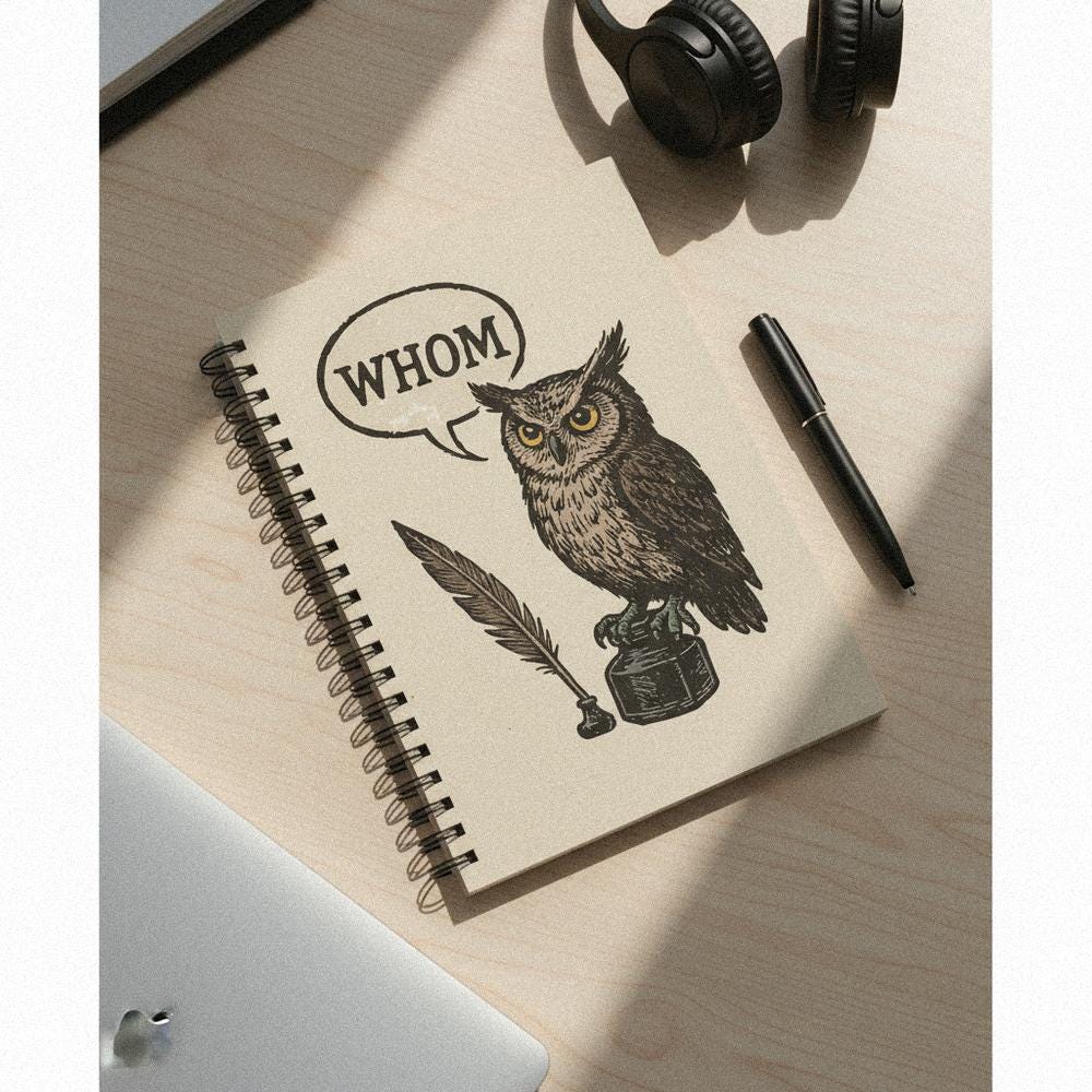 Whom Owl PNG, Funny Grammar Shirt - 300 DPI Design for T-Shirt