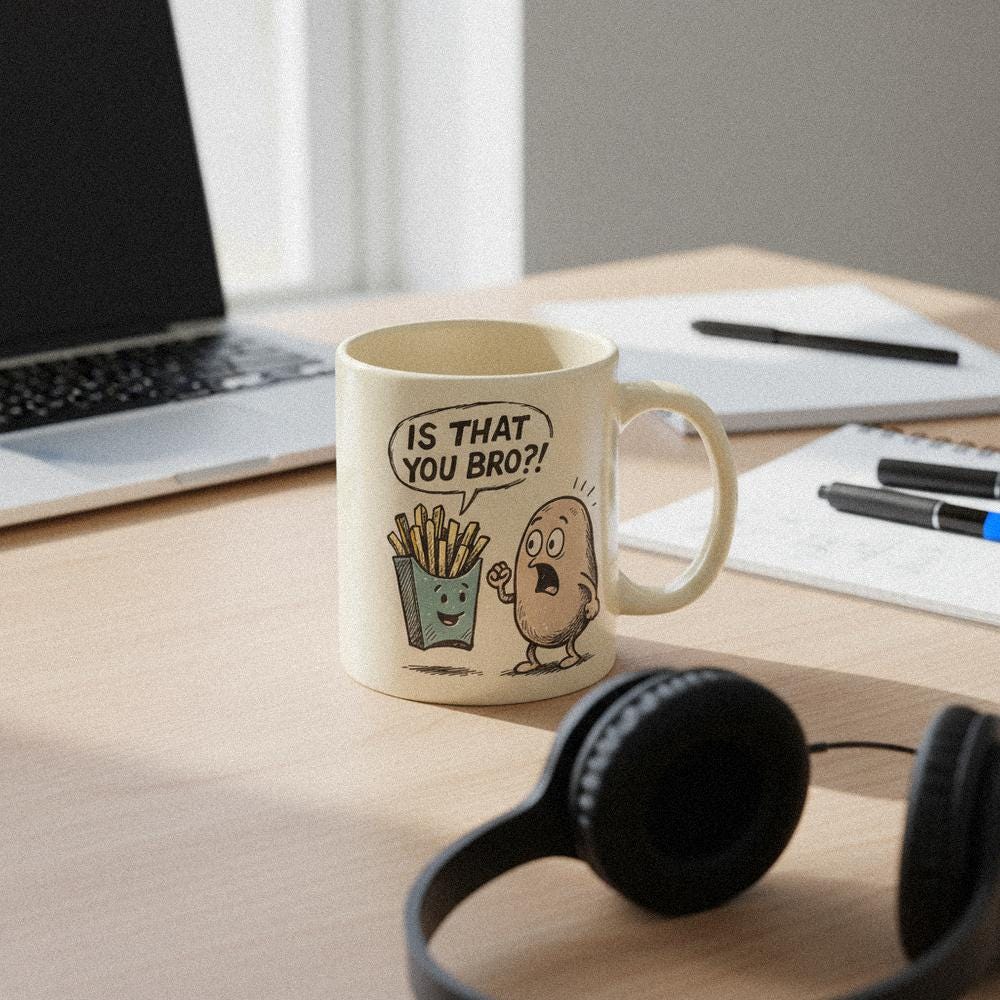 Is That You Bro?! PNG Funny Potato and Fries Digital Download, Cute Food