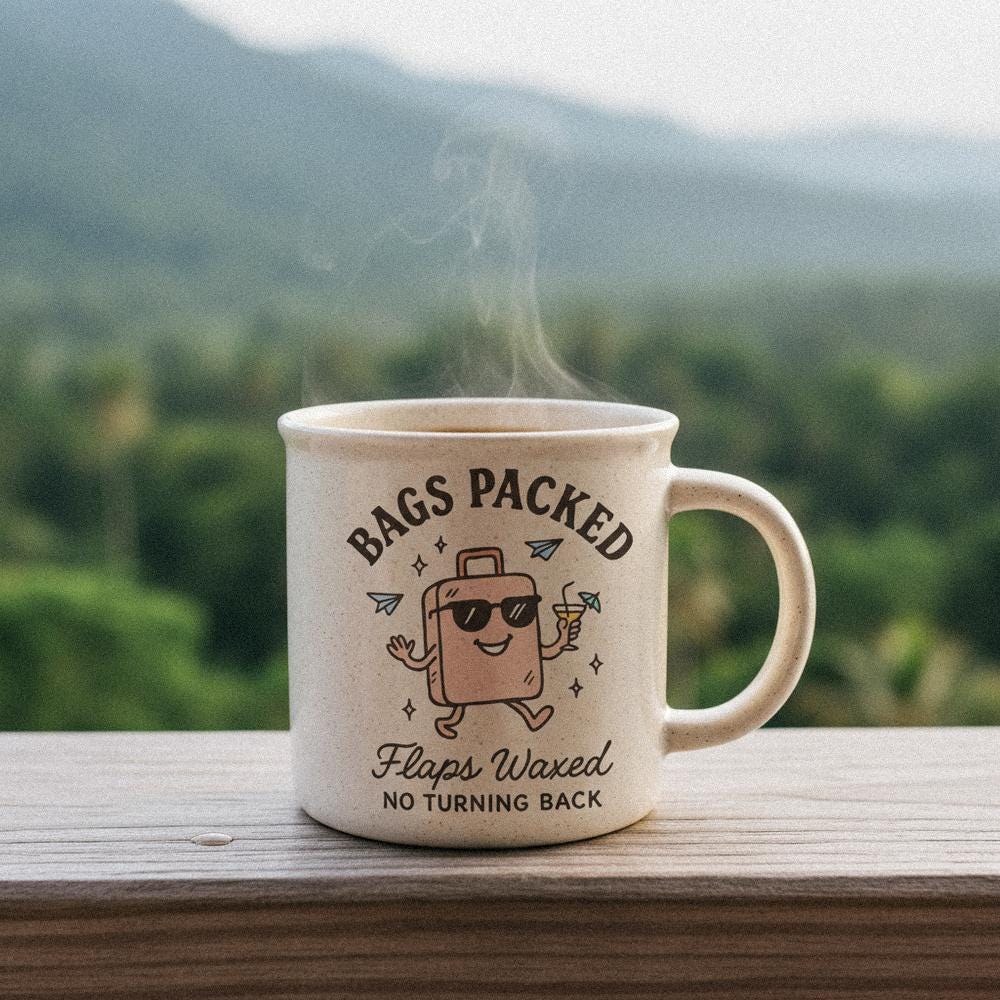 Bags Packed Flaps Waxed No Turning Back PNG, Travel Lover Gift - 300 DPI