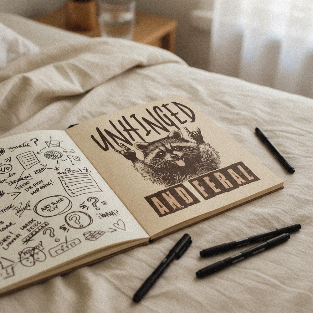 Unhinged And Feral PNG, Funny Raccoon Shirt - 300 DPI Design for T-Shirt