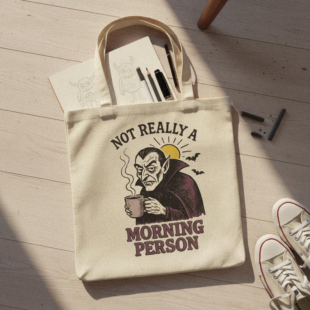 Not Really a Morning Person PNG, Vampire Coffee Lover Digital Art - 300