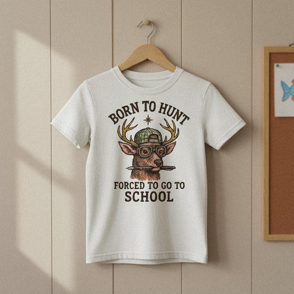 Born To Hunt Forced To Go To School PNG, Funny Deer Hunting Student Shirt