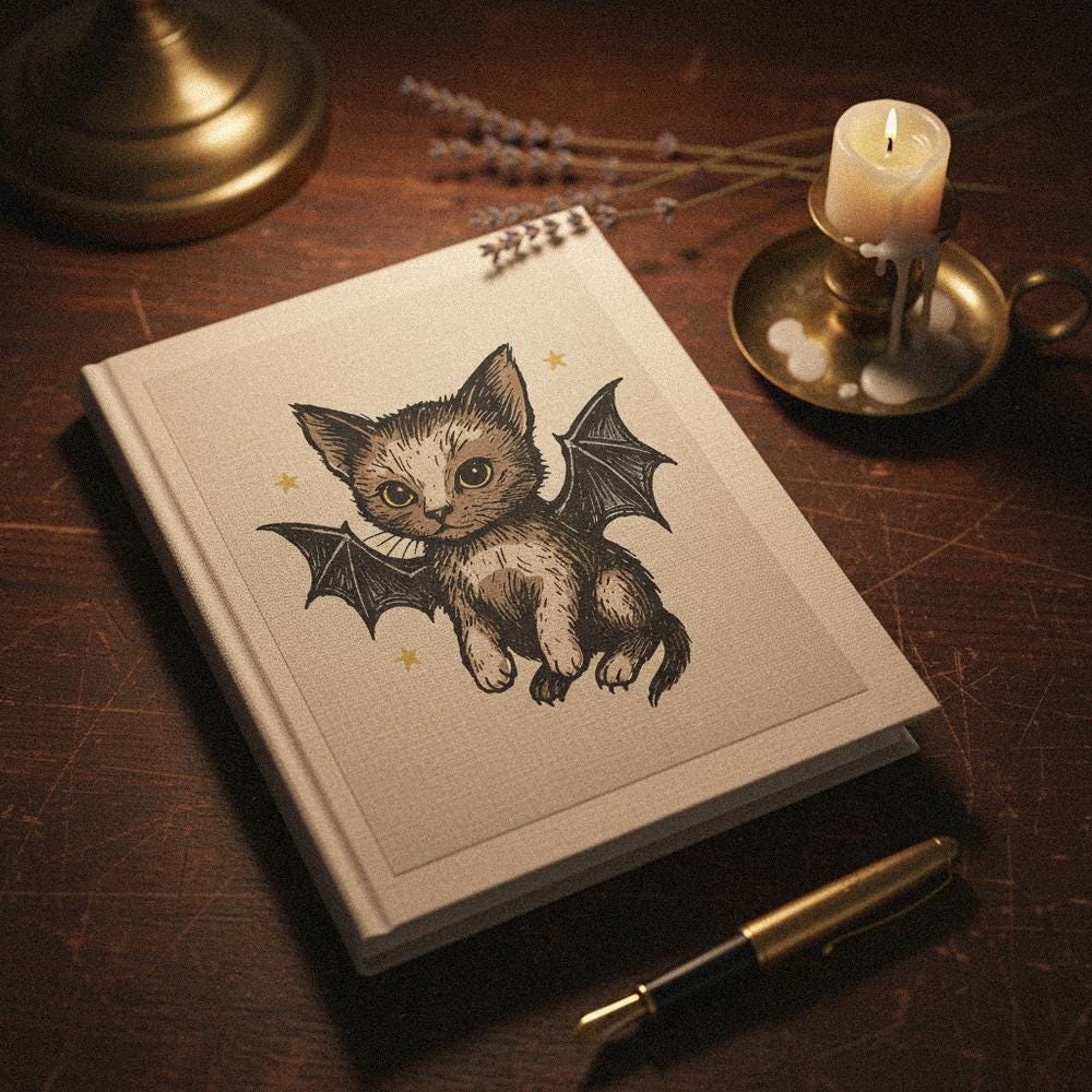 Bat Cat PNG, Cute Gothic Cat Digital Download - 300 DPI Design for T-Shirt