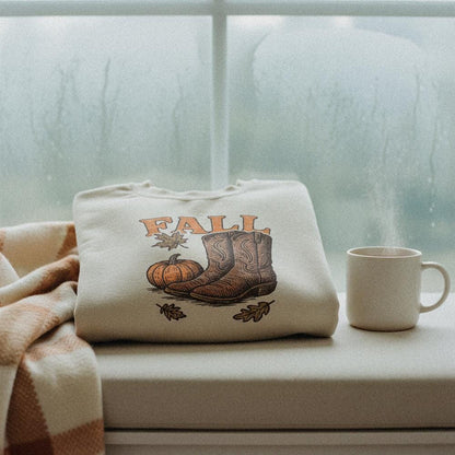 Fall PNG, Western Boots Autumn Design - 300 DPI Design for T-Shirt