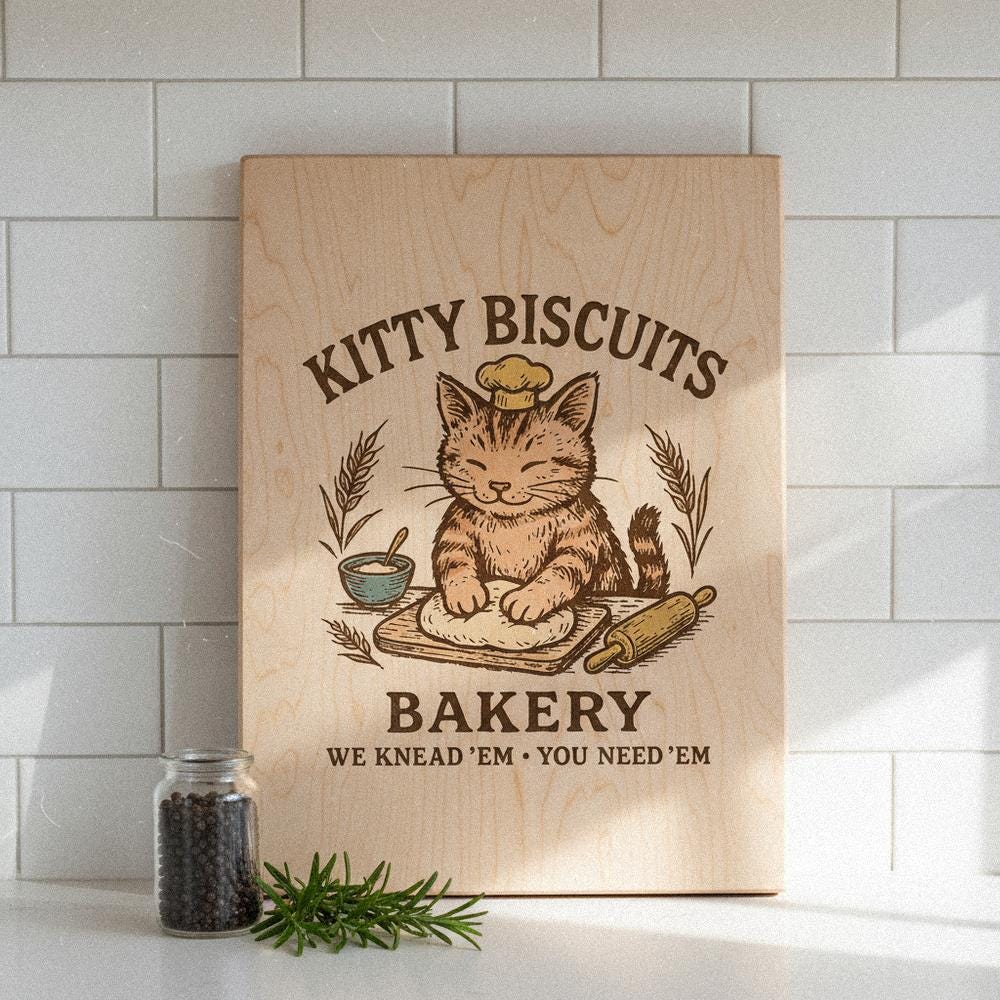 Kitty Biscuits Bakery PNG, Cute Cat Digital Download - 300 DPI Design for