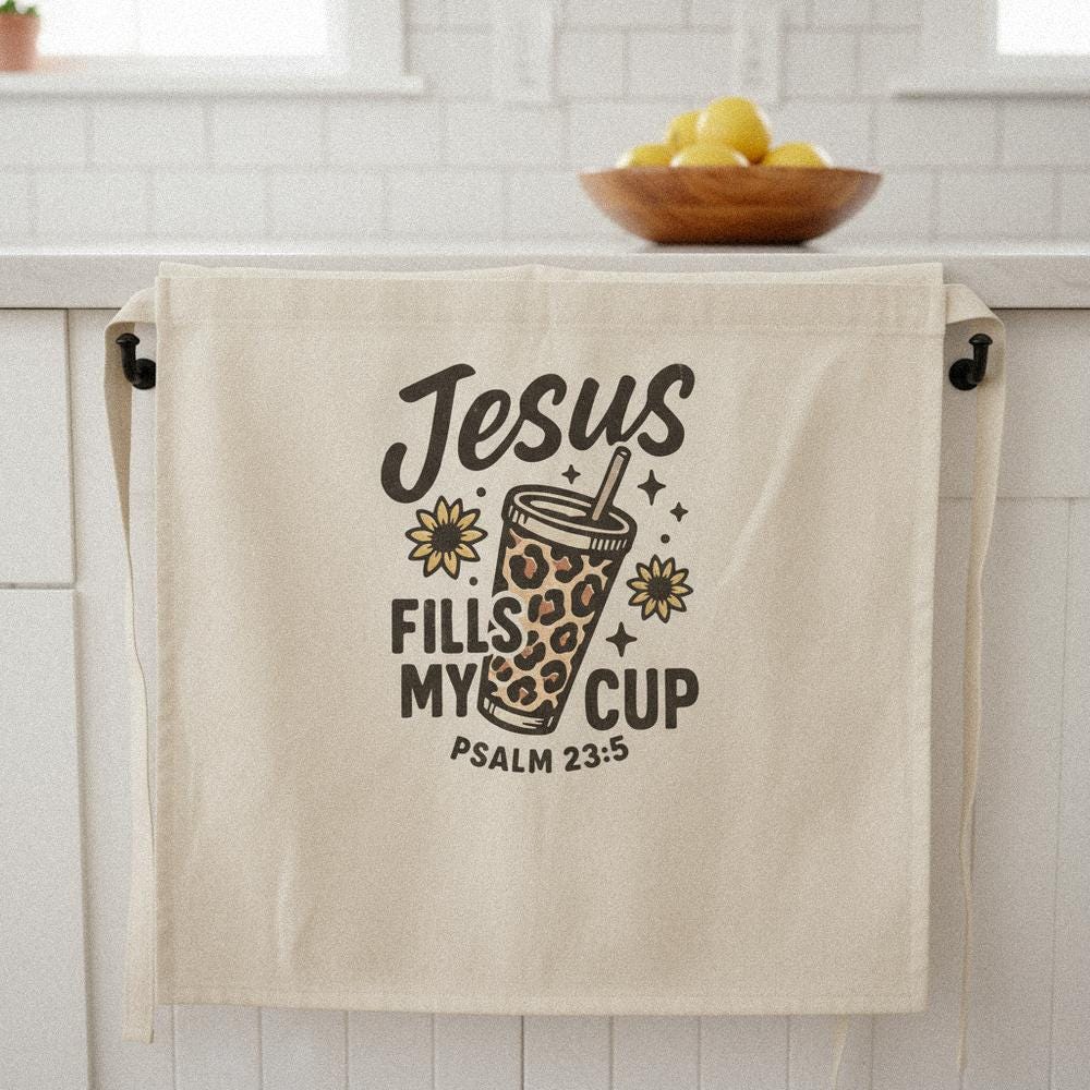 Jesus Fills My Cup PNG, Psalm 23:5 Bible Verse PNG - 300 DPI Design for