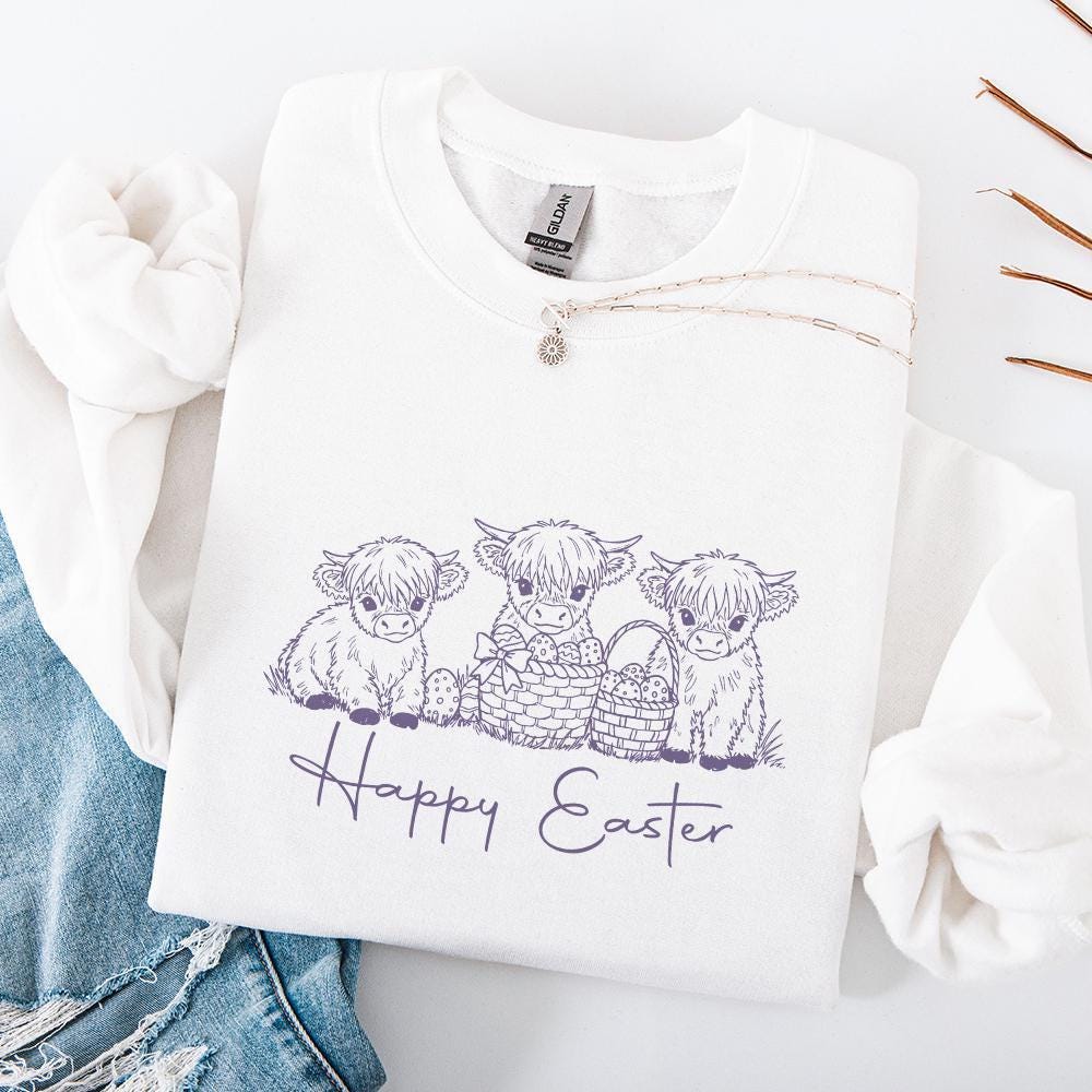 Easter Day Highland Cow PNG, Cute Easter Png - 300 DPI Design for T-Shirt