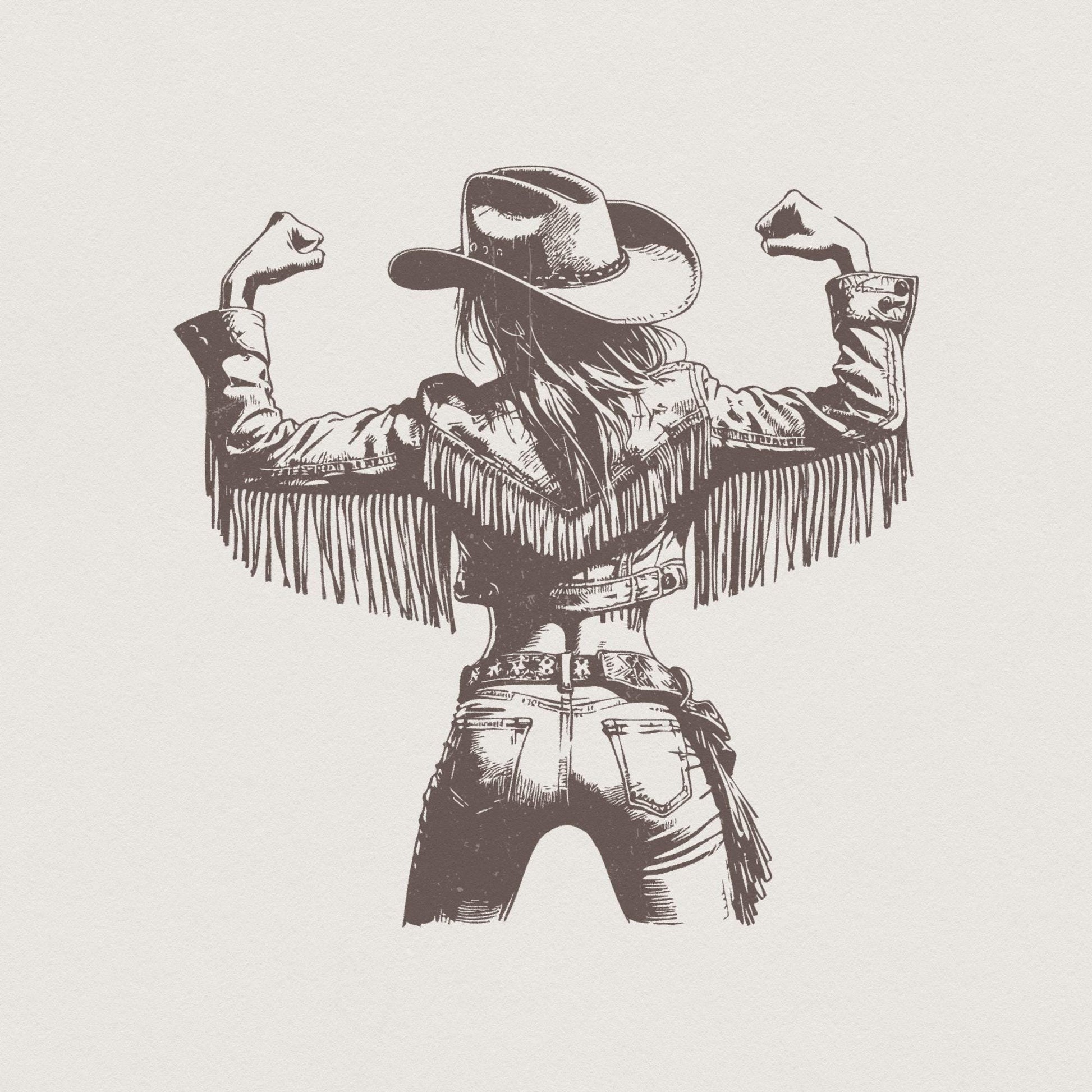 Cowgirl PNG, Vintage Style PNG - 300 DPI Design for T-Shirt