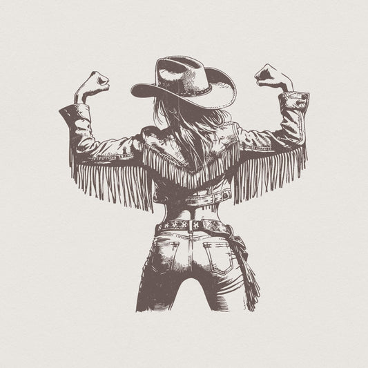 Cowgirl PNG, Vintage Style PNG - 300 DPI Design for T-Shirt