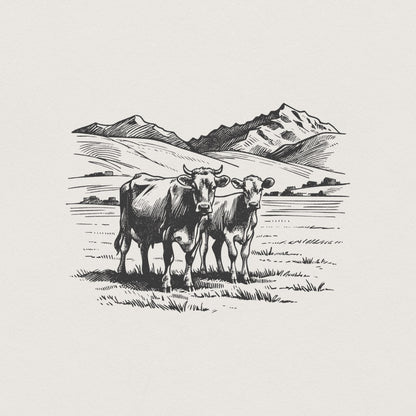Western Cattle PNG, Retro Cowgirl - 300 DPI Design for T-Shirt