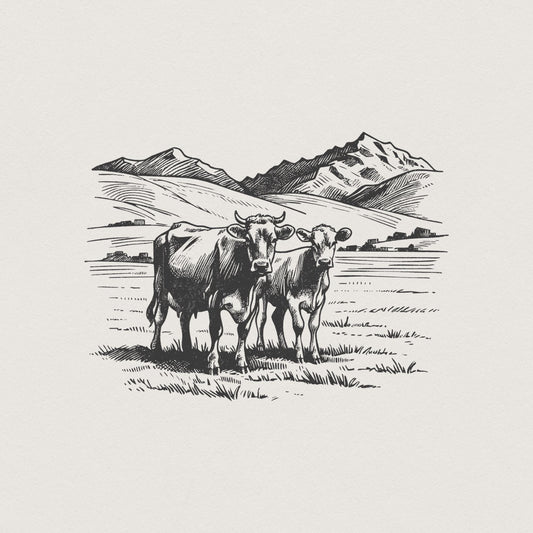 Western Cattle PNG, Retro Cowgirl - 300 DPI Design for T-Shirt