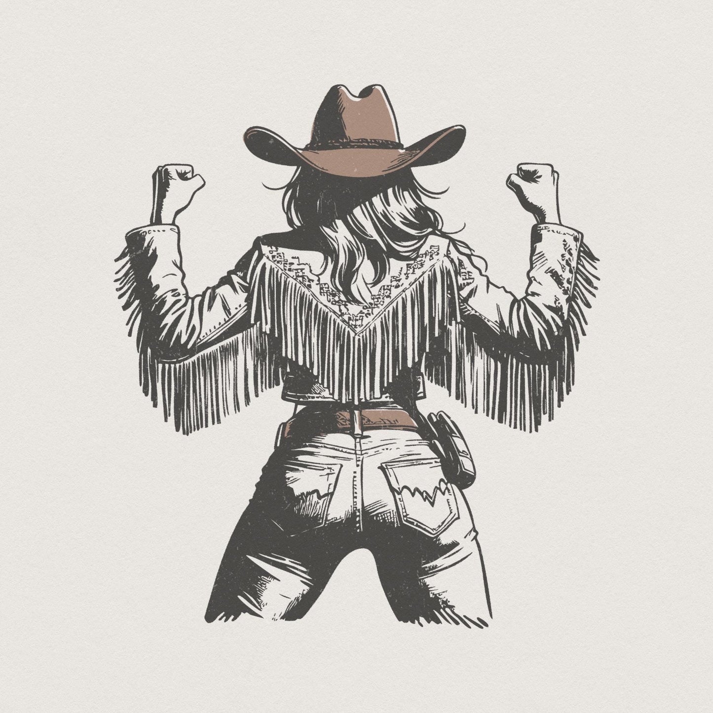 Rustic Cowgirl PNG, Vintage Style PNG - 300 DPI Design for T-Shirt