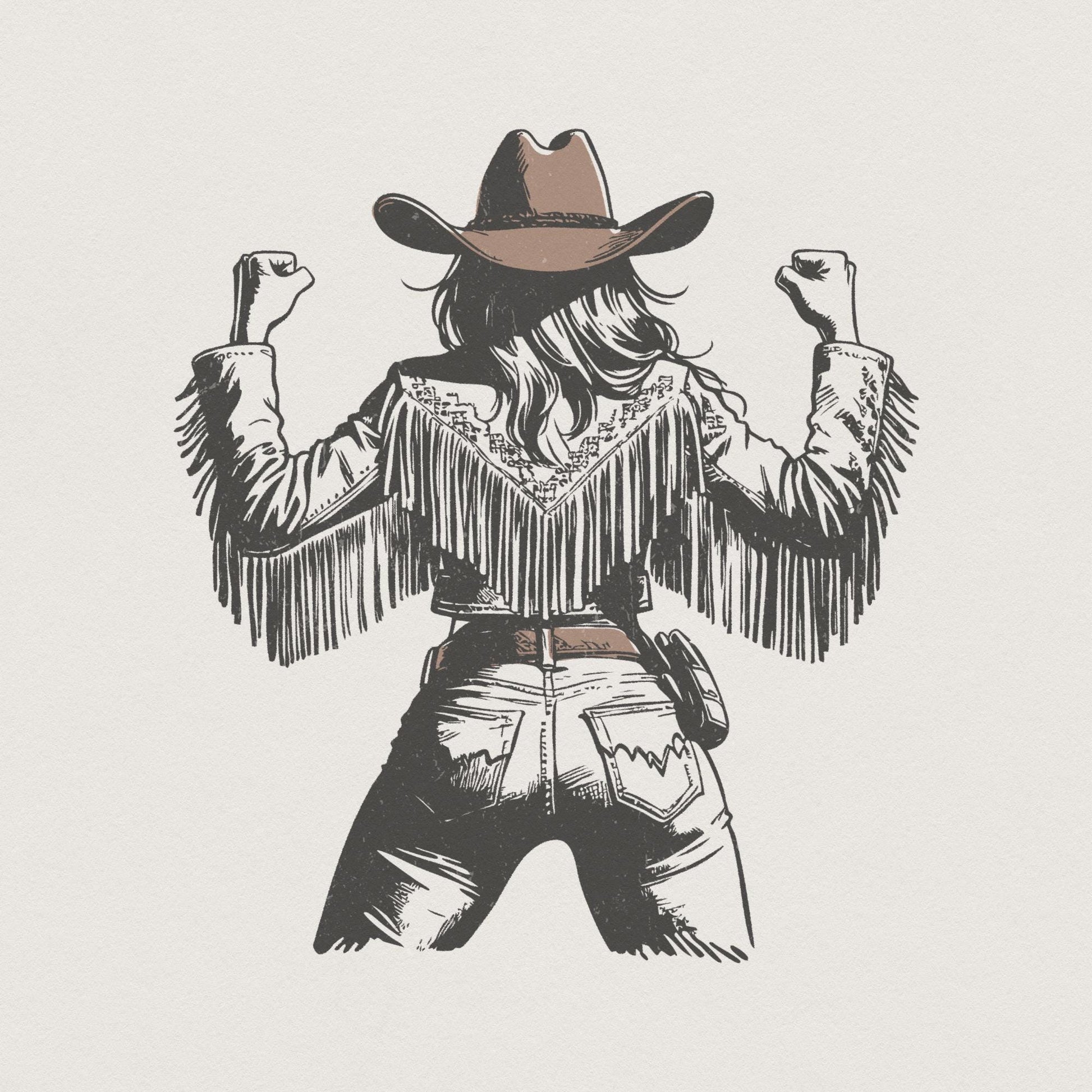 Rustic Cowgirl PNG, Vintage Style PNG - 300 DPI Design for T-Shirt