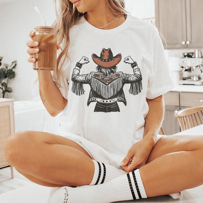Empowered Cowgirl PNG, Fringe Jacket Art - 300 DPI Design for T-Shirt