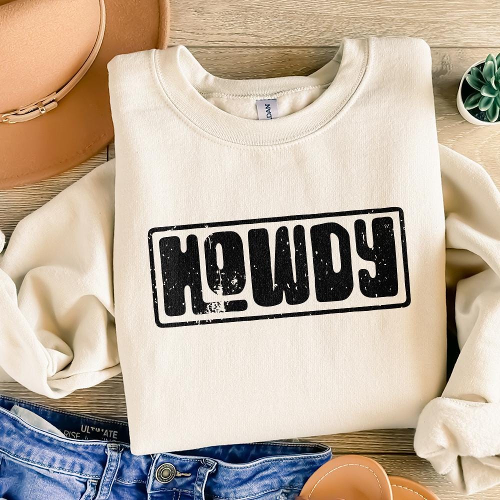 Howdy Typography PNG, Vintage Western Greeting - 300 DPI Design for T-Shirt