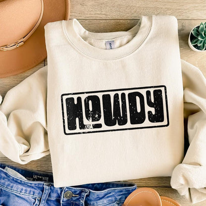 Howdy Typography PNG, Vintage Western Greeting - 300 DPI Design for T-Shirt