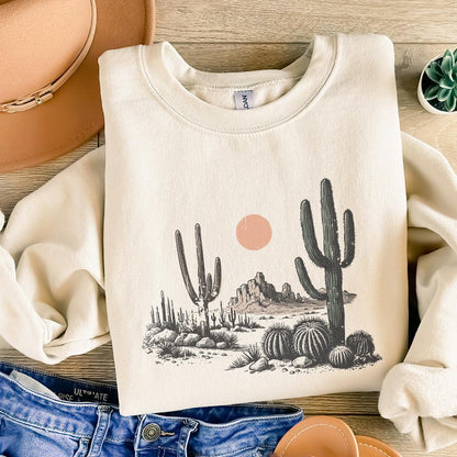 Desert Sunset Cactus PNG, Western Design Download - 300 DPI Design for