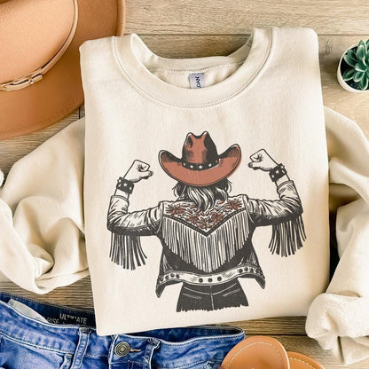 Empowered Cowgirl PNG, Fringe Jacket Art - 300 DPI Design for T-Shirt
