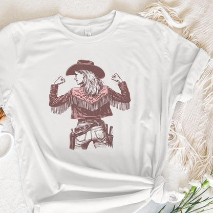 Bold Cowgirl PNG, Fringe Jacket Illustration - 300 DPI Design for T-Shirt