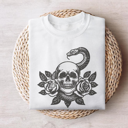 Skull Snake PNG, Floral Skull - 300 DPI Design for T-Shirt