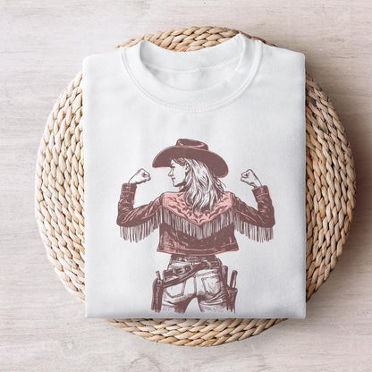 Bold Cowgirl PNG, Fringe Jacket Illustration - 300 DPI Design for T-Shirt