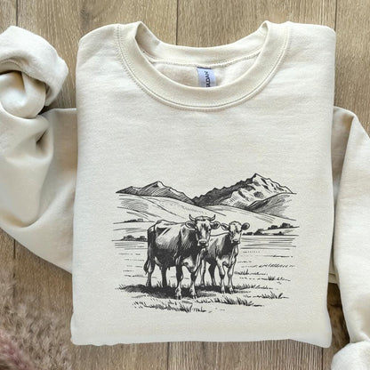 Western Cattle PNG, Retro Cowgirl - 300 DPI Design for T-Shirt